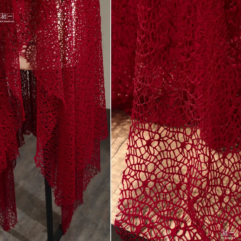 نسيج شبكي مجوف أحمر غير منتظم  - مراجعة Crystal Mesh Fabric وسعره