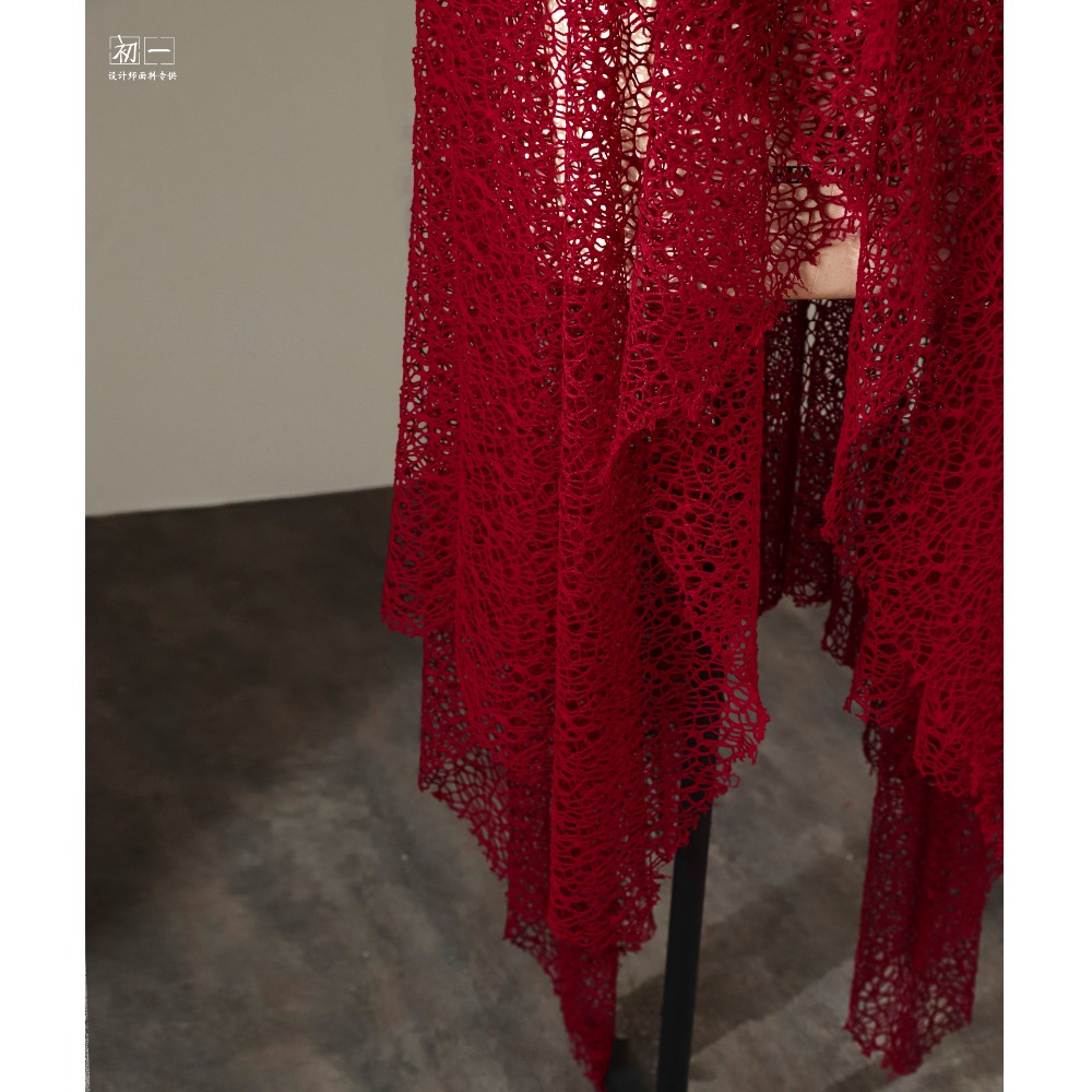 نسيج شبكي مجوف أحمر غير منتظم  - مراجعة Crystal Mesh Fabric وسعره