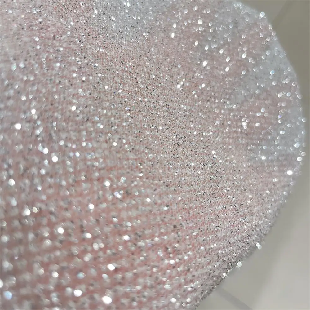 غزل شبكي لامع فضي فائق الكثافة - مراجعة Crystal Mesh Fabric وسعره